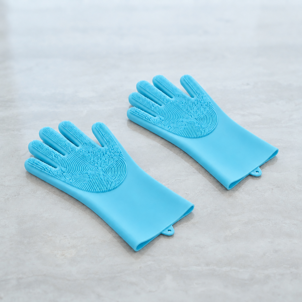 SleekStroke Brush in blue — self-cleaning pet grooming brush for dogs and cats