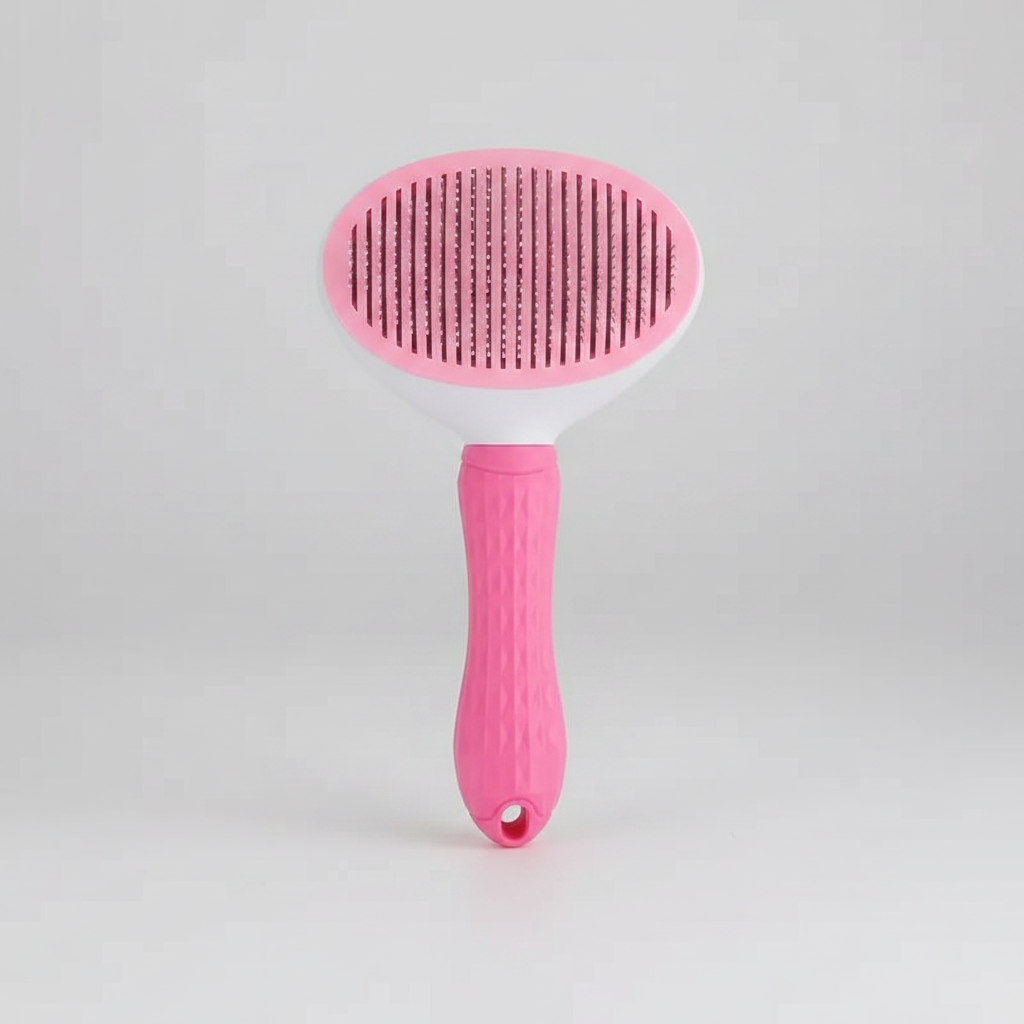 SheddEase Self-Cleaning Pet Brush in Pastel Pink