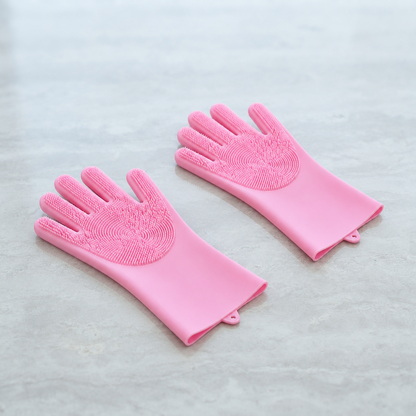 SleekStroke Brush in pink — self-cleaning pet grooming brush for dogs and cats